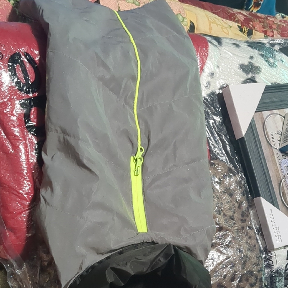 Gray Jacket with Neon Yellow Zipper